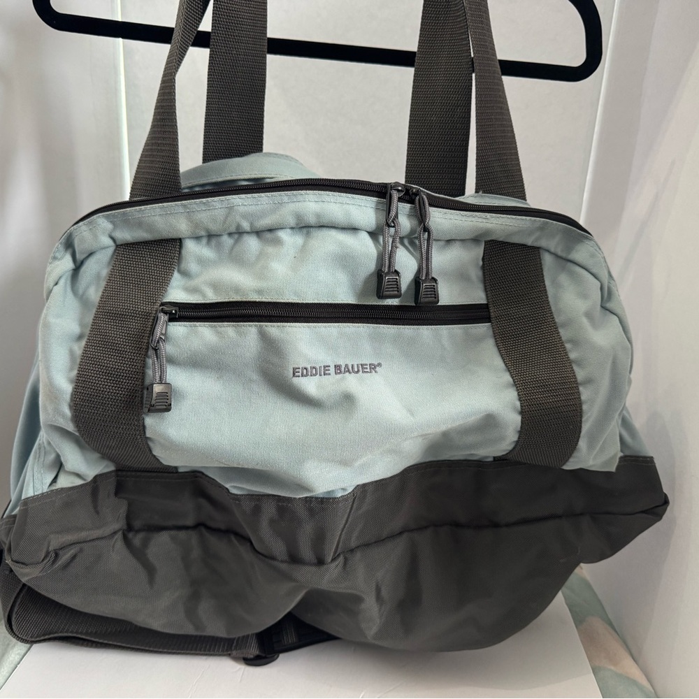 Eddie Bauer Gray and Blue Bygone Duffel Bag